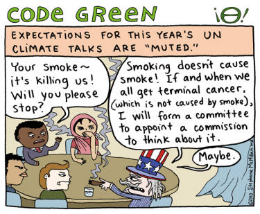 Caricatura Código Verde *(Code Green)*